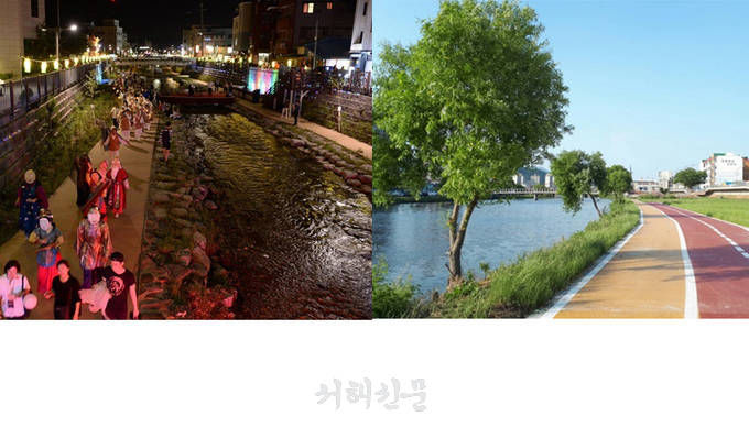 친수공간으로 탈바꿈한 공주시 제민천과 보령시 대천천 전경